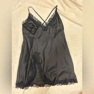 Sexy Lace Trim Satin Slip Dress